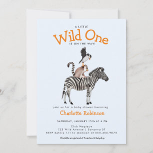 Invitation Wild One Safari Animaux Baby shower garçon
