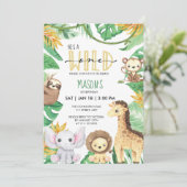 Invitation Wild One Safari Animaux Fête Jungle Anniversaire (Debout devant)