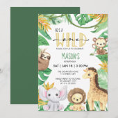 Invitation Wild One Safari Animaux Fête Jungle Anniversaire (Devant / Derrière)
