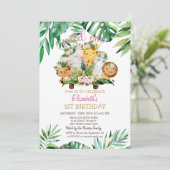 Invitation Wild One Safari Animaux, Feuille 1er anniversaire (Debout devant)