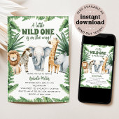 Invitation Wild One Safari Animaux garçon Baby shower Invitat