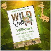Invitation Wild One Safari Animaux premier anniversaire garço