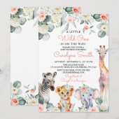 Invitation Wild One Safari Animaux Verdure Baby shower fille (Devant / Derrière)