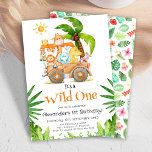 Invitation Wild One Safari Anniversaire<br><div class="desc">Immergez votre enfant dans le monde excitant des aventures safari avec cette invitation de fête d'anniversaire Wild One, une fête d'anniversaire, mignonne et captivante. Laissez les couleurs vives et les aquarelles ludiques des animaux transporter vos invités dans une jungle tropicale remplie de plaisir et de rire. Le mélange parfait de...</div>