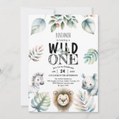 Invitation Wild One Safari bébé garçon 1er anniversaire (Devant)