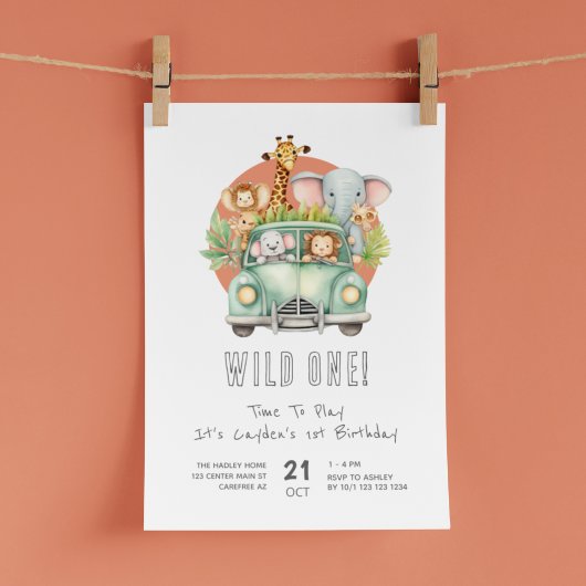 Invitation Wild One Safari Boho 1er anniversaire