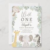 Invitation Wild One Safari Boy 1er anniversaire (Devant)