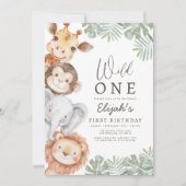 Invitation Wild One Safari Boy 1er anniversaire (Devant)