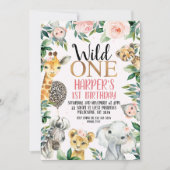 Invitation Wild One Safari Cheetah Print Balloon 1er annivers (Devant)