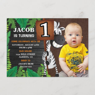 Invitation Wild One Safari Custom Photo Anniversaire Invitati