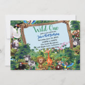 Invitation Wild One Safari fête d'anniversaire animal (Devant)