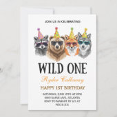 Invitation Wild One Safari First Birthday – Jungle Animal  (Devant)