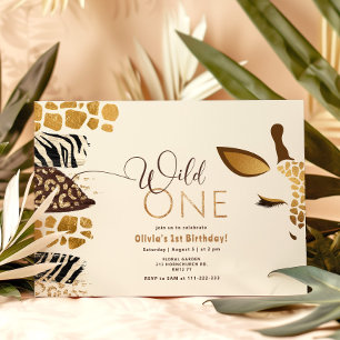 Invitation Wild One safari genre neutre girafe anniversaire