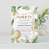 Invitation Wild One Safari Green & Gold Baby shower Par Mail (Debout devant)