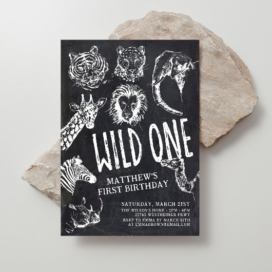 Invitation Wild One Safari Jungle 1er anniversaire