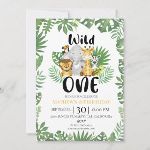 Invitation Wild One Safari Jungle 1er anniversaire