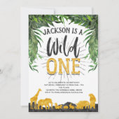 Invitation Wild One, Safari, Jungle, Animal, 1er anniversaire (Devant)