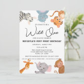 Invitation Wild ONE safari jungle animal premier anniversaire (Debout devant)
