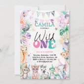 Invitation Wild One Safari Jungle Animaux Anniversaire (Devant)