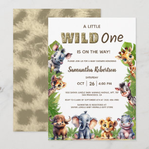 Invitation Wild one Safari Jungle Animaux Baby shower