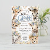 Invitation Wild One Safari Jungle Animaux Baby shower garçon (Debout devant)