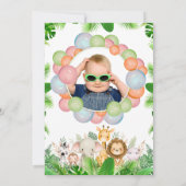 Invitation Wild One Safari JUNGLE Animaux Photo d'anniversair (Dos)