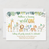 Invitation Wild One Safari Jungle Anniversaire (Devant)