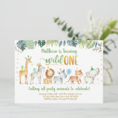 Invitation Wild One Safari Jungle Anniversaire (Debout devant)