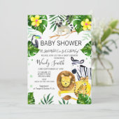 Invitation Wild One Safari jungle Baby shower animaliers (Debout devant)