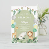 Invitation Wild One Safari Jungle Baby shower Garçon (Debout devant)