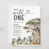 Invitation Wild One Safari Jungle Boy 1er anniversaire (Devant)