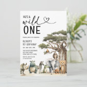 Invitation Wild One Safari Jungle Boy 1er anniversaire (Debout devant)