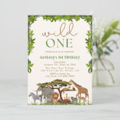 Invitation Wild One Safari Jungle Boy premier anniversaire (Debout devant)