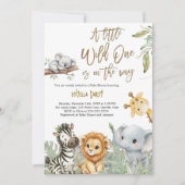 Invitation Wild One Safari Jungle cute Animals Baby Shower (Devant)