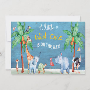 Invitation Wild One Safari Jungle Éléphant Animaux bébé
