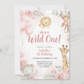 Invitation Wild One Safari Jungle Girl Anniversaire (Devant)