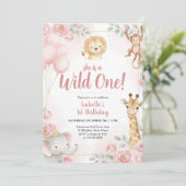 Invitation Wild One Safari Jungle Girl Anniversaire (Debout devant)