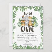 Invitation Wild One Safari Jungle premier anniversaire (Devant)