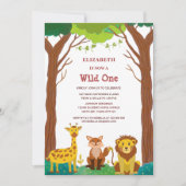 Invitation wild one safari l'anniversaire de l'enfant (Devant)