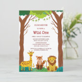 Invitation wild one safari l'anniversaire de l'enfant (Debout devant)