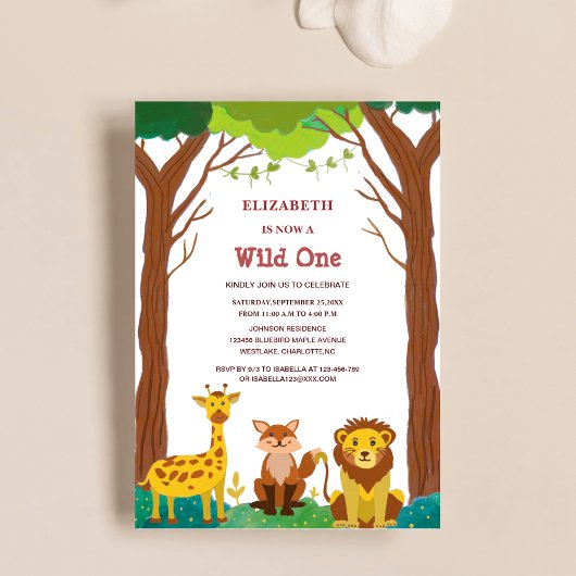 Invitation wild one safari l'anniversaire de l'enfant