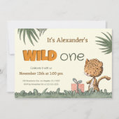 Invitation Wild One Safari Leopard premier anniversaire (Devant)