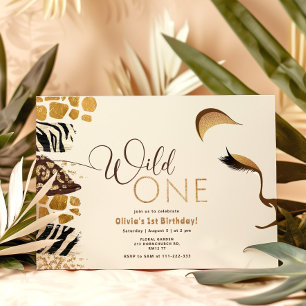 Invitation Wild One safari lion sexe neutre anniversaire