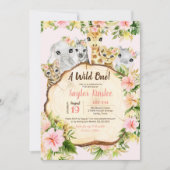 Invitation Wild One Safari mignon Animaux Fille premier anniv (Devant)