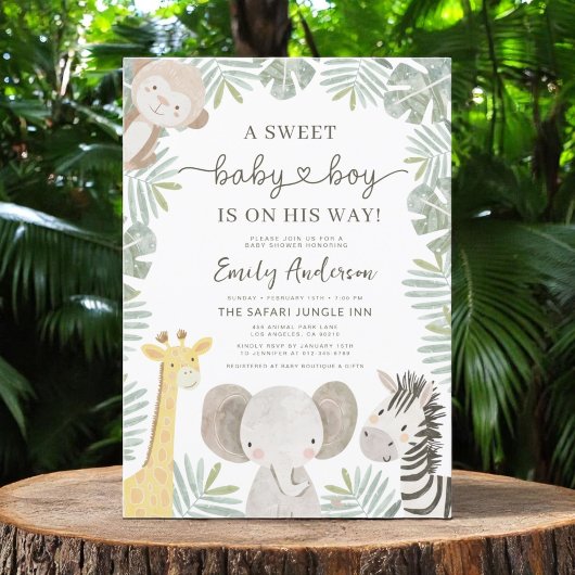 Invitation Wild One Safari mignon Jungle Animaux Baby shower