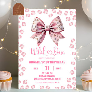 Invitation Wild One Safari Motif Bow 1er anniversaire