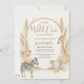 Invitation Wild One Safari Pampas Baby shower Boho (Devant)
