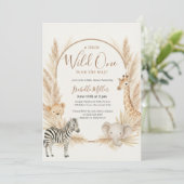 Invitation Wild One Safari Pampas Baby shower Boho (Debout devant)