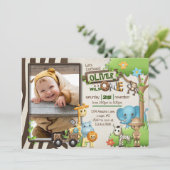 Invitation Wild One Safari Photo Birthday for boy (Debout devant)