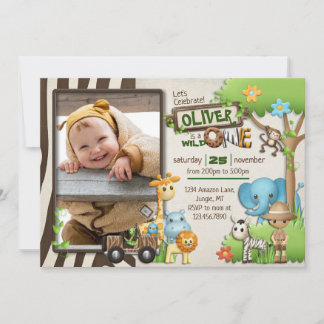 Invitation Wild One Safari Photo Birthday for boy
